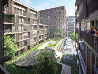 Vue 3D terrasse paysagère projet Idesya à Belval, Luxembourg